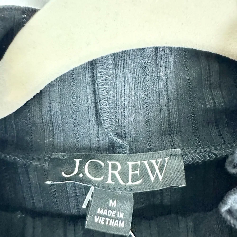 J Crew Women's Pointelle Knit Turtleneck Size Medium NWT Black Scalloped Classic